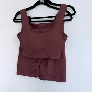 Cinnamon Brown Ribbed Two-Piece Set